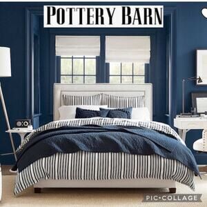Pottery Barn Antique Stripe Yarn Dye Cotton king size duvet cover